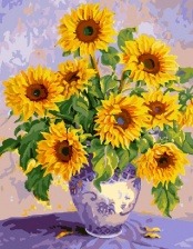 Картина по номерам Paintboy GX 7689 Подсолнухи в голубой вазе 40x50 см