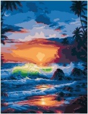 Картина по номерам Paintboy PK 72018 Бушующие волны на закате 40х50 см
