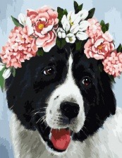 Картина по номерам Paintboy GX 30727 Собачка в веночке 40x50 см