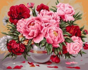 Картина по номерам Paintboy GX 32424 Разноцветная нежность пионов 40x50 см