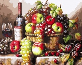 Картина по номерам Paintboy GX 3110 Натюрморт с фруктами и вином 40x50 см