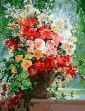 Картина по номерам Paintboy GX 31659 Цветочная ваза в саду 40x50 см