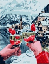 Картина по номерам Paintboy GX 34541 Лепестки и шампанское в горах 40x50 см