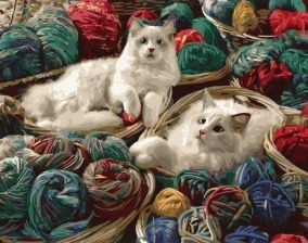 Картина по номерам Paintboy GX 31682 Кошки среди клубков 40x50 см