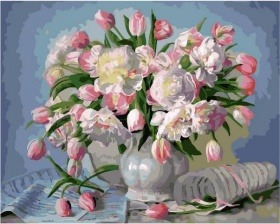 Картина по номерам Paintboy GX 34922 Розовые тюльпаны в вазе 40х50 см