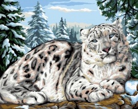 Картина по номерам Paintboy GX 32077 Снежный барс в лесу 40х50 см