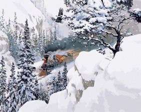 Картина по номерам Paintboy GX 34074 Зимний паровоз 40x50 см