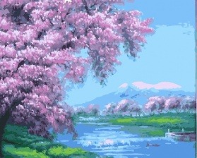 Картина по номерам Paintboy G 113 Сакура над рекой 40x50 см