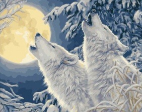 Картина по номерам Paintboy GX 33109 Волчий вой в зимнем лесу 40x50 см
