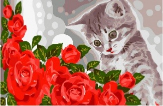 Картина по номерам CX 3310 Котёнок и розы 20x30 см