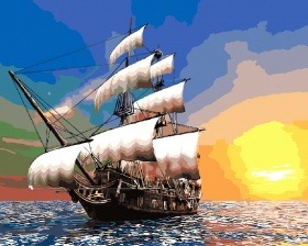 Картина по номерам Paintboy GX 9703 Парусник на закате 40x50 см