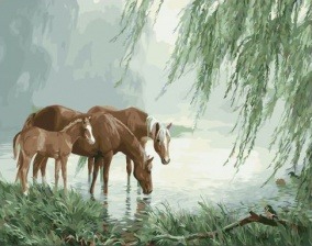 Картина по номерам Paintboy GX 31699 Лошади на водопое 40x50 см