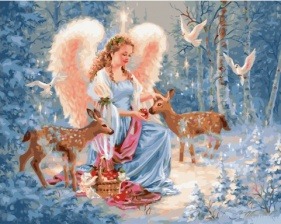 Картина по номерам Paintboy PK 41055 Ангел в зимнем лесу 40x50 см