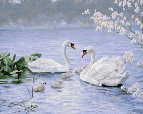 Картина по номерам Paintboy PK 22009 (GX 26874) Лебединая семья 40x50 см
