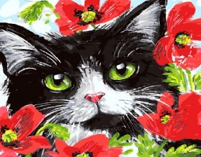 Картина по номерам Paintboy GX 30490 Кот и маки 40x50 см