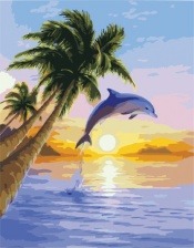 Картина по номерам Paintboy PK 38073 Дельфин и пальмы 40x50 см