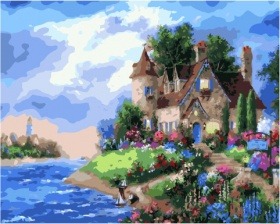 Картина по номерам Paintboy PK 41007 Домик на цветущем берегу 40x50 см