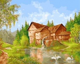 Картина по номерам Paintboy GX 31203 Водяная мельница в лесу 40x50 см