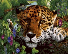 Картина по номерам Paintboy GX 32661 Леопард среди цветов 40x50 см