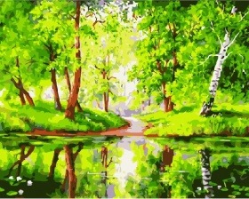 Картина по номерам Paintboy GX 7198 Озеро в лесу 40x50 см