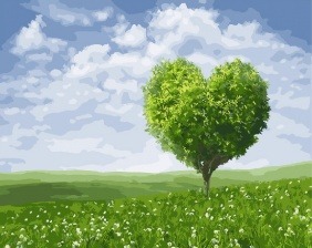 Картина по номерам Paintboy GX 30331 Зеленое дерево-сердце 40x50 см