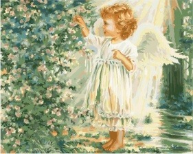 Картина по номерам Paintboy GX 8702 Ангелочек в летнем саду 40x50 см