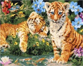 Картина по номерам Paintboy GX 33930 Сладкая жизнь тигрят 40x50 см