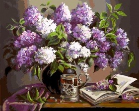 Картина по номерам Paintboy GX 5426 Сирень и книга 40x50 см