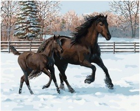 Картина по номерам Paintboy GX 33695 Кони, скакуны/ Зимняя пора 40х50 см
