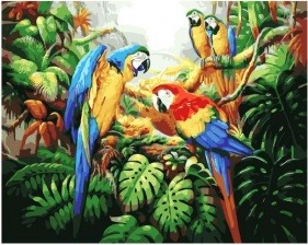 Картина по номерам Paintboy GX 37645 Яркие попугаи в тропиках 40х50 см