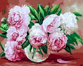 Картина по номерам Paintboy GX 23480 Пионы в прозрачной вазе 40x50 см