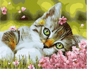 Картина по номерам Paintboy GX 34634 Котенок в цветочках 40x50 см