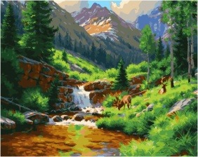 Картина по номерам Paintboy GX 25200 Олени у горного ручья 40x50 см