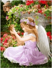 Картина по номерам Paintboy GX 34618 Ангелочек с крохотным котенком 40x50 см