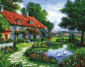 Картина по номерам Paintboy GX 30514 Домик с прудом 40x50 см