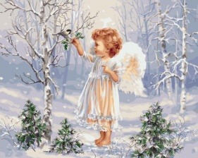Картина по номерам Paintboy PK 41056 Ангелочек и зимняя пташка 40x50 см
