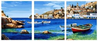 Картина по номерам ТРИПТИХ Paintboy PX 5121 Средиземноморская бухта 3 шт. 40x50 см