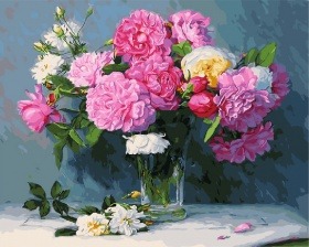 Картина по номерам Paintboy GX 30338 Букет из розовых пионов 40x50 см