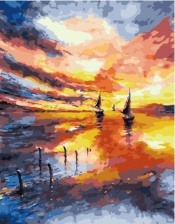 Картина по номерам Paintboy GX 34370 Парусные лодки на закате 40x50 см