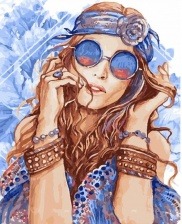 Картина по номерам Paintboy PK 24035 (GX 28125) Красотка в стиле хиппи 40x50 см