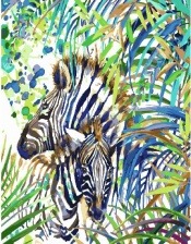 Картина по номерам Paintboy GX 27643 Зебра в тропиках (Фаенкова Елена) 40x50 см