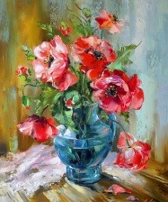 Картина по номерам Paintboy GX33091 Маки в синей вазе 40х50 см