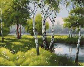 Картина по номерам Paintboy GX 29438 Березки у пруда 40x50 см
