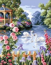 Картина по номерам Paintboy GX 32444 Пара лебедей на пруду 40x50 см