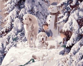 Картина по номерам Paintboy PK 41088 Веселое зимнее утро 40x50 см