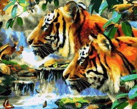 Картина по номерам Paintboy GX 30664 Тигры в джунглях 40x50 см