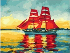Картина по номерам Paintboy GX 27832 Парусник на рассвете 40х50 см