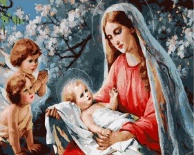 Картина по номерам Paintboy GX 31703 Ангелы и Дева Мария с младенцем 40x50 см