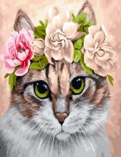 Картина по номерам Paintboy GX 30311 Кошечка в веночке 40x50 см