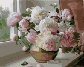 Картина по номерам Paintboy GX 34926 Пионы на подоконнике 40х50 см